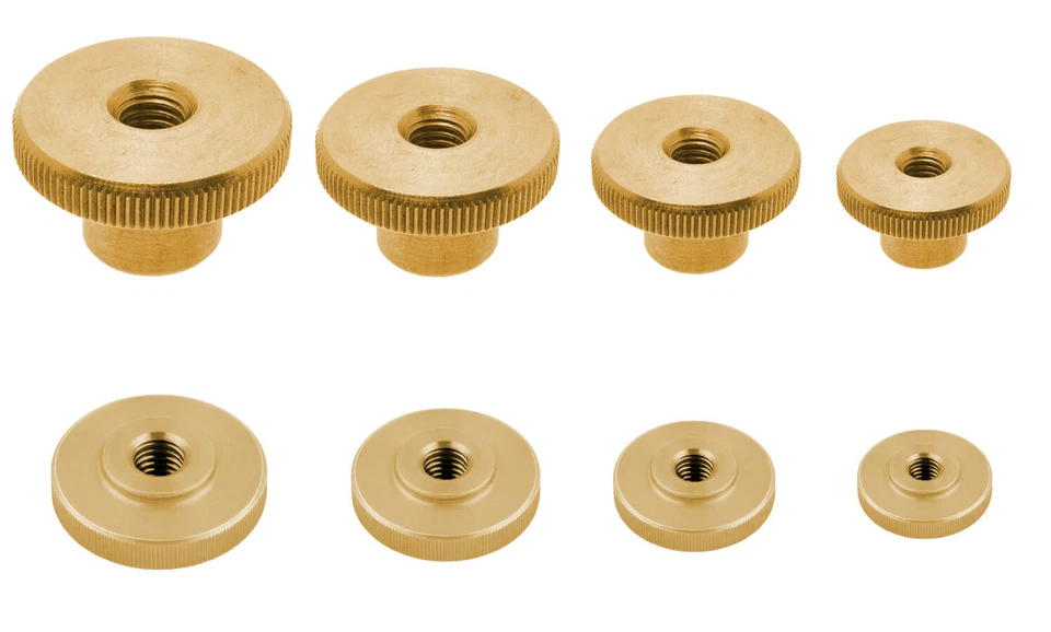 Rändelmutter Messing DIN 466 467 M3 4 5 6 8 10 hoch / flach gerändelt - Bild 1 von 1