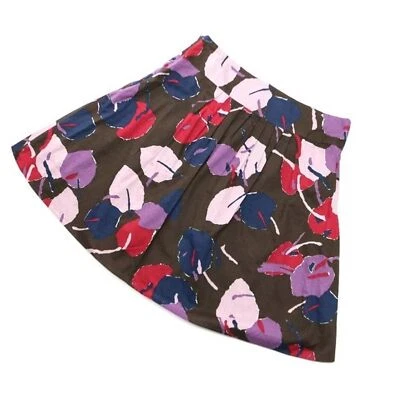 Minifalda acampanada de algodón con patrón de hojas Mossimo talla 8 marrón rosa púrpura Foto 1 de 4