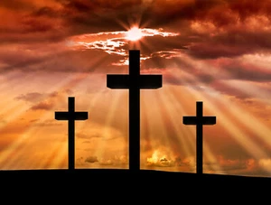 Accesorios de estudio de fondo fotográfico de Navidad con telón de fondo de Jesucristo cruz amanecer - Imagen 1 de 9