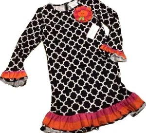 Halloween Black White Pumpkin Ruffled Shirt Dress Size 4 - Picture 1 of 1