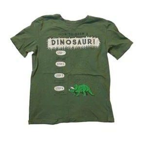 Carter’s Kids Green White How to Draw a Dinosaur Shirt Size 12 - Picture 1 of 3