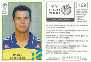 129 DANIEL ANDERSSON # SWEDEN SVERIGE BLACK BACK STICKER PANINI EURO 2000 - Picture 1 of 1