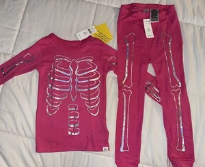 Gap Toddler Girl 2pc Pajama Set Pink Skeleton 4T Long Sleeve Shirt Pants New - Picture 1 of 4