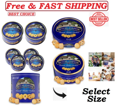 New - ROYAL DANSK Danish Butter Cookies, No Preservatives, Select Your Size.,