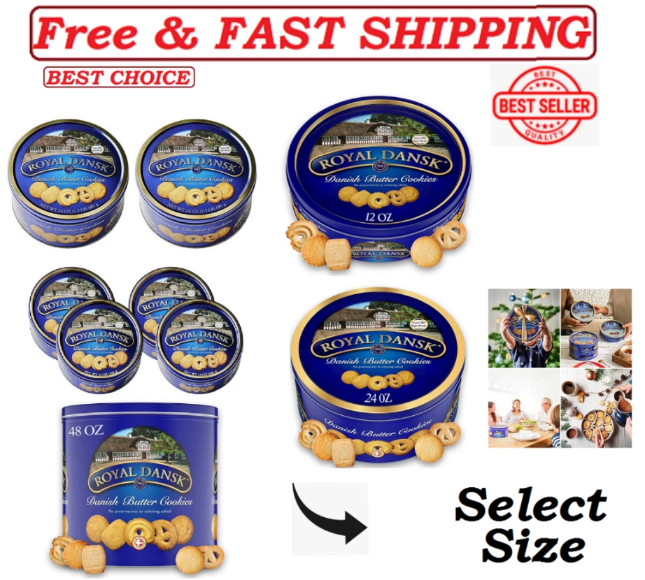 Novo - Biscoitos de manteiga dinamarqueses ROYAL DANSK, sem conservantes, selecione seu tamanho., - Imagem 1 de 4