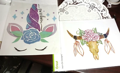 TWO-Cricut Iron-On Designs- Magical Unicorn 2005678  & Rose Bull Head   2005513 - Image 1 of 4