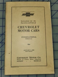 1929 Chevrolet International Series AC Owners Manual Original 1st ed - Picture 1 of 4