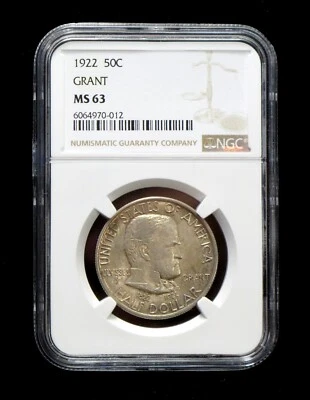 1922 50c Grant Commemorative Silver Half Dollar NGC MS 63 - Image 1 of 2