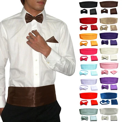 Men's Formal Adjustable Cummerbund Bow Tie Hanky Set Wedding Prom Tuxedo Suit - image 1 of 4