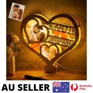 Custom Photo Heart-shaped Hollow Night Light Valentine's Day Gifts - AU Stock