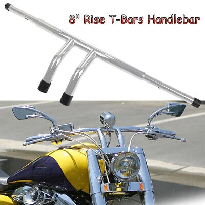1-1/4" Fat 8" Rise T-Bars Handlebar Drag Bar For Harley Dyna Custom Motorcycle — 第 1/4 张图片