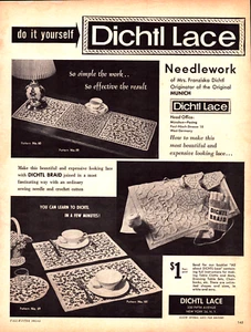 Dichtl Lace Needlework Patterns Placemats Tablecloths Vintage Print Ad 1963 - Picture 1 of 4