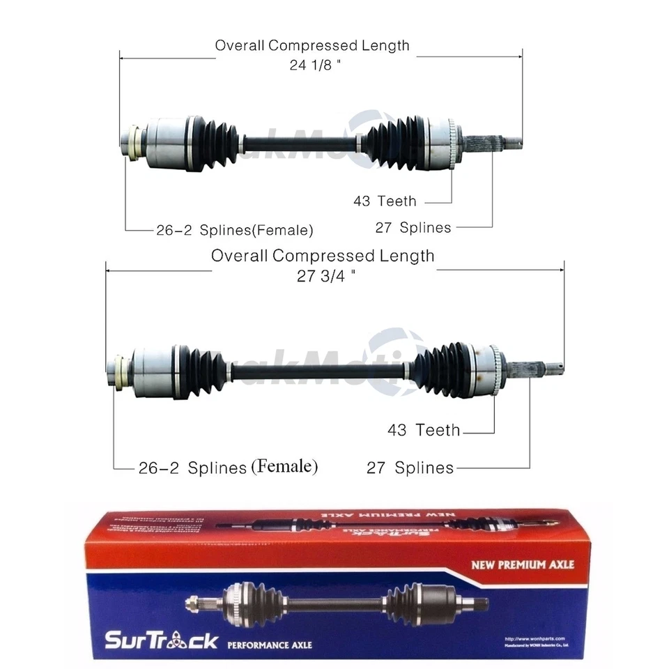 Juego de par de ejes delanteros CV SurTrack para Mitsubishi Endeavor AWD 2004-2008 Foto 1 de 1
