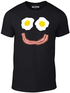 Bacon and Eggs Smile T-Shirt - Funny t shirt retro joke breakfast happy face - Picture 1 of 5