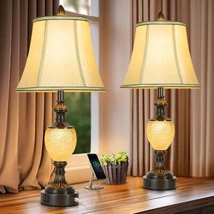 27'' High Vintage Table Lamp Set of 2 for Living Room Farmhouse Bedside Lamp ... - Picture 1 of 8