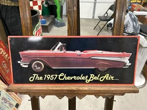 Vintage 1957 Chevrolet Bel-Air Embossed Metal Sign 22" x 9" - Picture 1 of 6