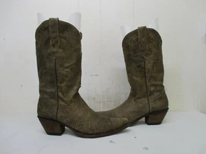 Botas de vaquero con tachuelas de cuero marrón envejecido para niña gitana talla 9 B - Imagen 1 de 10