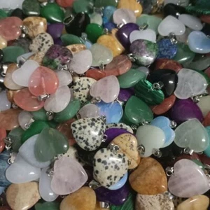 500 PIEZAS Colgantes Mezclados de Piedra Natural en Forma de Corazón al por mayor para Hacer Joyas - Imagen 1 de 12