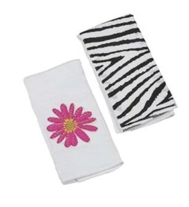 Maison Chic Zebra Pink Flower Double Burp Cloth Set - Picture 1 of 2
