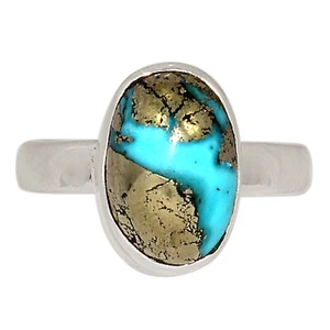 Natural Nishapur Persian Turquoise 925 Silver Ring Jewelry s.7 ALLR-29475 - Picture 1 of 1