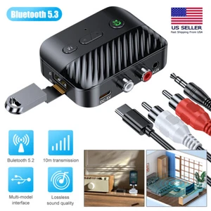 Bluetooth 5.3 Transmitter&Receiver Wireless 3.5mm AUX to 2 RCA Audio USB Adapter - Picture 1 of 12