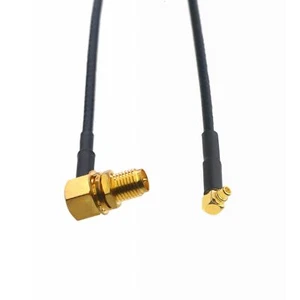 Cable MMCX male elbow to RP-SMA Female nut bulkhead L RG316 6"~10FT FPV antenna - Picture 1 of 4