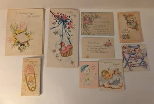 Vintage Baby Motto Grußkarten 50er Jahre Norcross gebraucht 9er Set - Bild 1 von 11