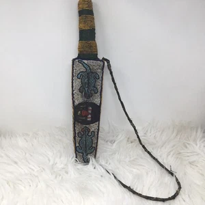 Antique Vtg Yoruba Ceremonial Knife Dagger Sword Beaded Scabbard Grip Nigeria - Picture 1 of 13