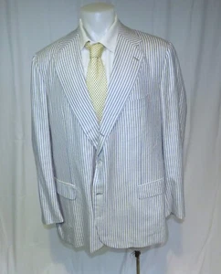 Kiton Bespoke Vicuna Peru Blend White Blue Stripe Three Roll Two Sport Coat 52XL - Picture 1 of 13
