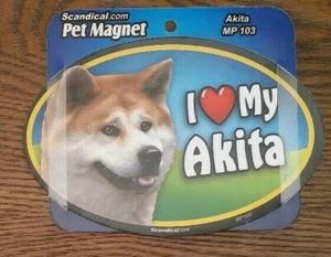 Scandical I Love My Dog laminierter Auto Haustier Magnet 4" x 6" Akita - Bild 1 von 1