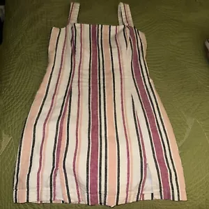 Forever 21 Women’s Fully Lined Multicolor Striped Linen Sundress Size Small - Picture 1 of 5
