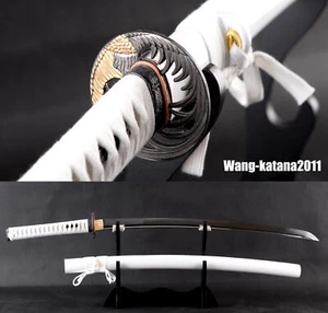 Elegante Espada Samurái Japonesa Aguda Katana Blanca Lista para el Combate T9 40"" Sin Hamon - Imagen 1 de 10