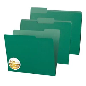 100PCS Green File Folders Two-Tone Letter Size School Office Organization - Picture 1 of 5
