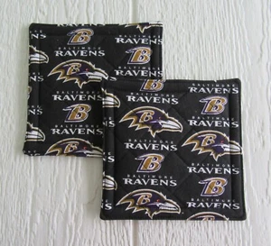 Baltimore Ravens Print Themed Quilted Potholders 7x7 - Set of 2 - Bild 1 von 2