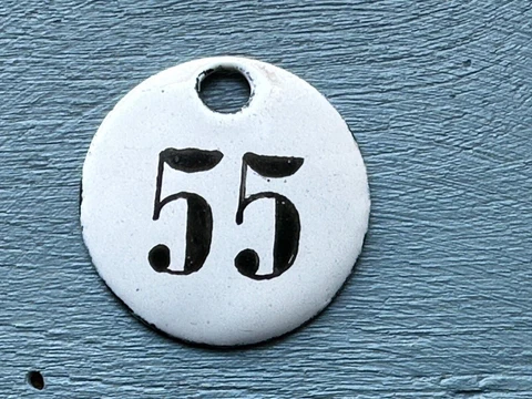 Number 55 Vintage Enamel House Numbers Made in Europe Room Hotel FREE POSTAGE Cover