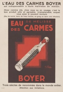 "L'EAU des CARMES BOYER" Affiche d'intérieur entoilée G. FAVRE vers 1930 29x40cm - Picture 1 of 1