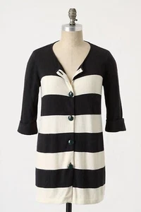 Cárdigan Anthropologie Isabella Sinclair Rayas Talla XS Azul Marino Marfil Nueva Etiqueta $148 - Imagen 1 de 6