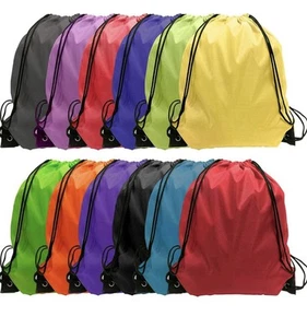 Drawstring Backpack Bag Nylon Bundle Random Colors Mixed (12 Bags) BRAND NEW LOT - Picture 1 of 6