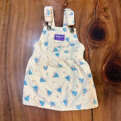 Vintage 80s Oshkosh 90's Girls Dress 24 Months RARE Rabbit Carrot Corduroy L29 - Image 1 of 4