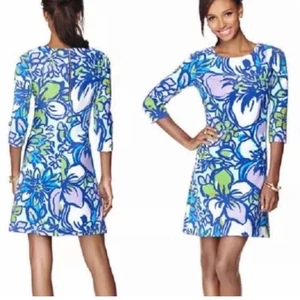 Abito LILLY PULITZER Charlene Spectrum Blu Passerella Zip $188 Taglia S - Foto 1 di 7
