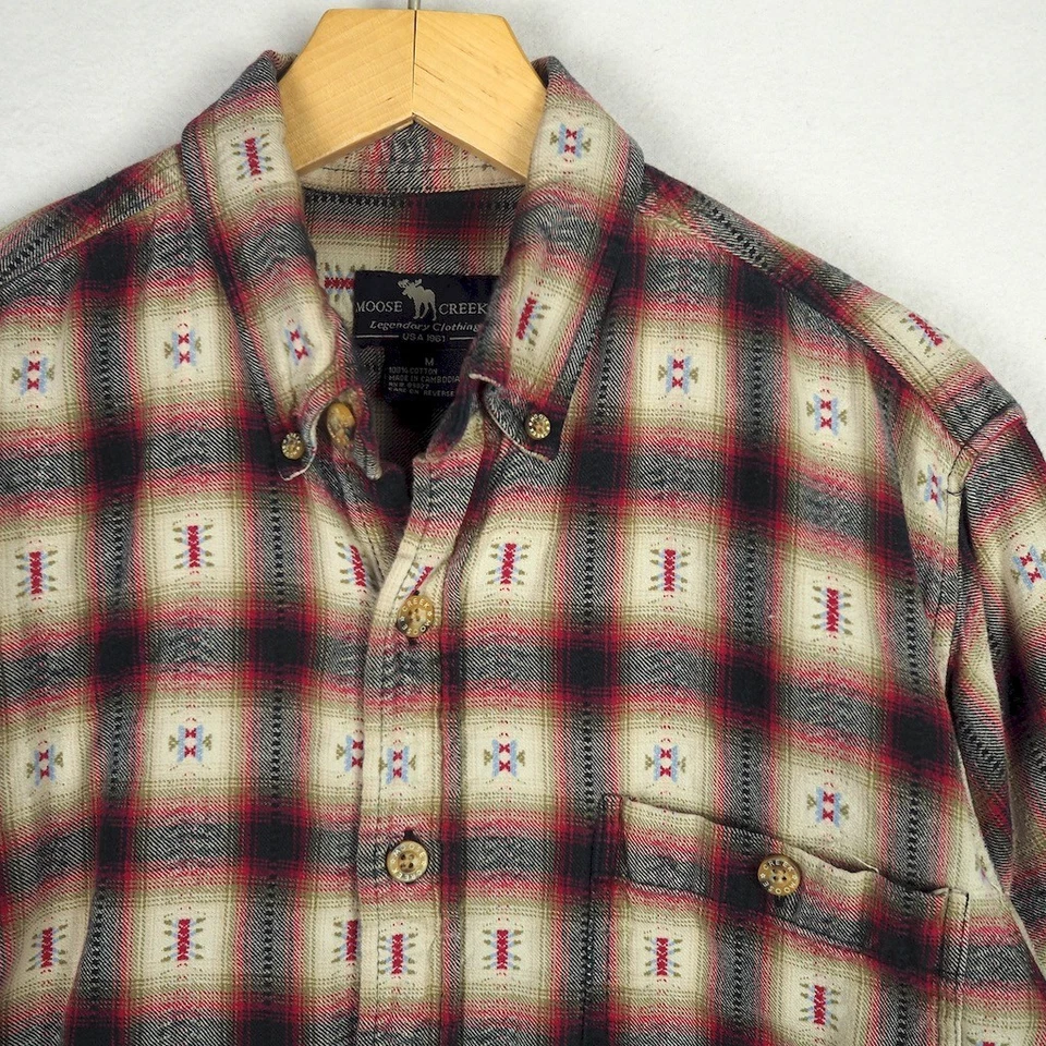 Vintage Moose Creek Heavyweight Aztec Pattern Button Down Shirt Mens M Plaid - Image 1 of 4