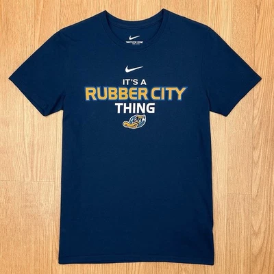 Nike Akron RubberDucks Women’s T-Shirt Small Black Rubber City Thing MiLB Tee - Image 1 of 4
