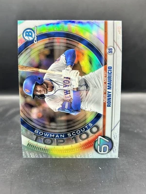 2020 Bowman #BTP-67 Ronny Mauricio Chrome Bowman Scouts Top 100 - Image 1 of 2