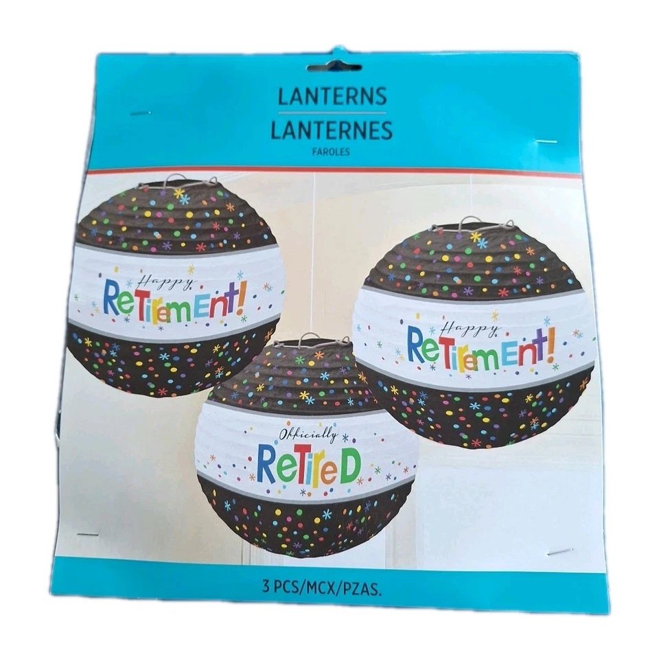 RETIREMENT PAPER LANTERNS (3) ~ Adult Party Supplies Hanging Decoration (B84) - Image 1 of 3