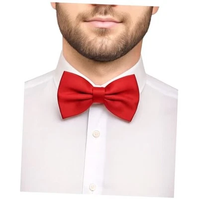  Bow Ties for Men - Men's Solid Pretied Bowties for Formal Wear - Red - Image 1 of 4