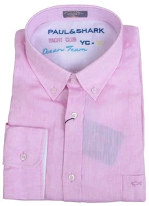 PAUL & SHARK YACHTING langärmliges elegantes formelles Herrenhemd 47 18,5" Leinen Capri - Bild 1 von 4
