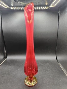 VTG. L.E. Smith Amberina Glass Swung Vase - Picture 1 of 10