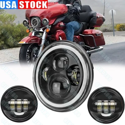 Faro de 7" + luces de paso LED de 4,5" para Harley-Davidson Electra Glide Classic Foto 1 de 4