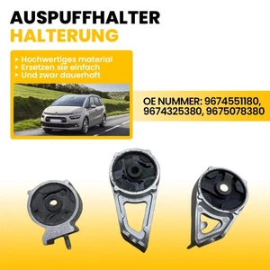3PCS Auspuffgummi Halter Schalldämpfer Für Peugeot 308 3008 Citroen 9674325480 - Bild 1 von 18