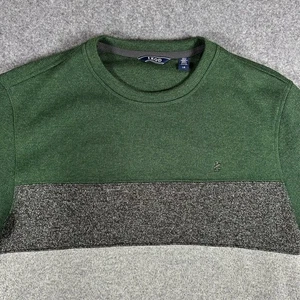 IZOD Mens L Long Sleeve Solid Green Gray Crew Neck Pullover Sweatshirt Polyester - Picture 1 of 7